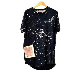 RISE‎ AS 1NE MENS Sz XL PRE-OWNED COLORED PAINT PATCHED ZIPPER 'YEEZY' LONGLINE